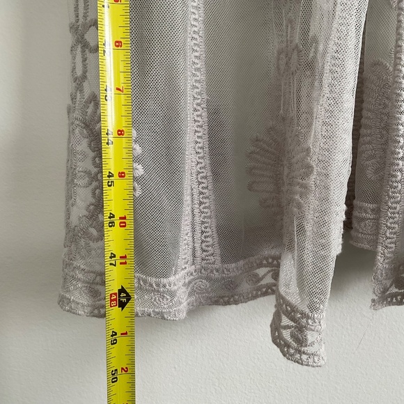 Lace Sheer Kimono Duster OS Gray Boho Hippie Festival Dainty Ethereal Fairycore - Picture 4 of 12